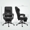 Bureaustoel ergonomische bureaustoel met ligfunctie, hoofdkussen, armleuning, in hoogte verstelbare draaistoel met voetensteun linnenlook zwart 4