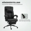 Bureaustoel ergonomische bureaustoel met ligfunctie, hoofdkussen, armleuning, in hoogte verstelbare draaistoel met voetensteun linnenlook zwart 5