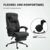 Bureaustoel ergonomische bureaustoel met ligfunctie, hoofdkussen, armleuning, in hoogte verstelbare draaistoel met voetensteun linnenlook zwart 7