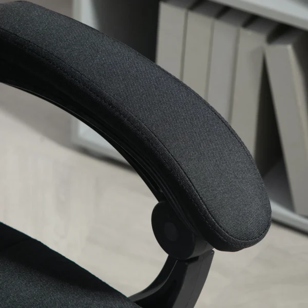 Bureaustoel ergonomische bureaustoel met ligfunctie, hoofdkussen, armleuning, in hoogte verstelbare draaistoel met voetensteun linnenlook zwart 9