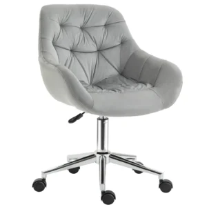 Bureaustoel klein, in hoogte verstelbare bureaustoel, fluweelachtige uitstraling, ergonomische gestoffeerde stoel, tot 120 kg, grijs 1
