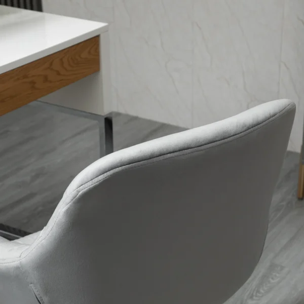 Bureaustoel klein, in hoogte verstelbare bureaustoel, fluweelachtige uitstraling, ergonomische gestoffeerde stoel, tot 120 kg, grijs 10