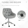 Bureaustoel klein, in hoogte verstelbare bureaustoel, fluweelachtige uitstraling, ergonomische gestoffeerde stoel, tot 120 kg, grijs 6