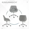 Bureaustoel klein, in hoogte verstelbare bureaustoel, fluweelachtige uitstraling, ergonomische gestoffeerde stoel, tot 120 kg, grijs 8