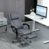 Bureaustoel met 5 massagestanden ergonomische bureaustoel met ligfunctie in hoogte verstelbare voetensteun linnenlook grijs 2