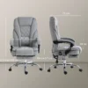 Bureaustoel met vibratiemassage, ergonomische bureaustoel met ligfunctie, verwarming, in hoogte verstelbare draaistoel met voetensteun, afstandsbediening, zijtas, grijs 4