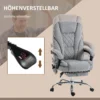 Bureaustoel met vibratiemassage, ergonomische bureaustoel met ligfunctie, verwarming, in hoogte verstelbare draaistoel met voetensteun, afstandsbediening, zijtas, grijs 6