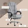 Bureaustoel met vibratiemassage, ergonomische bureaustoel met ligfunctie, verwarming, in hoogte verstelbare draaistoel met voetensteun, afstandsbediening, zijtas, grijs 8