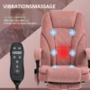 Bureaustoel met vibratiemassage, ergonomische bureaustoel met ligfunctie, verwarming, in hoogte verstelbare draaistoel met voetensteun, afstandsbediening, zijvak, roze 5