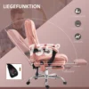 Bureaustoel met vibratiemassage, ergonomische bureaustoel met ligfunctie, verwarming, in hoogte verstelbare draaistoel met voetensteun, afstandsbediening, zijvak, roze 7