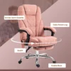 Bureaustoel met vibratiemassage, ergonomische bureaustoel met ligfunctie, verwarming, in hoogte verstelbare draaistoel met voetensteun, afstandsbediening, zijvak, roze 8