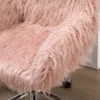 Bureaustoel voor vrouwen, in hoogte verstelbare bureaustoel, ergonomisch, kunstbont, roze+zilver 10