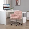 Bureaustoel voor vrouwen, in hoogte verstelbare bureaustoel, ergonomisch, kunstbont, roze+zilver 2