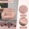 Bureaustoel voor vrouwen, in hoogte verstelbare bureaustoel, ergonomisch, kunstbont, roze+zilver 5