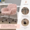 Bureaustoel voor vrouwen, in hoogte verstelbare bureaustoel, ergonomisch, kunstbont, roze+zilver 6