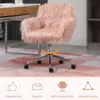 Bureaustoel voor vrouwen, in hoogte verstelbare bureaustoel, ergonomisch, kunstbont, roze+zilver 8