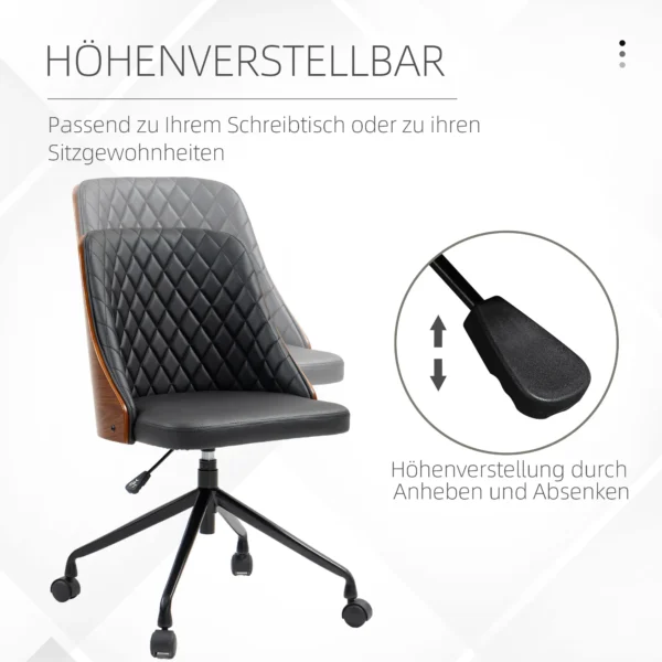 Bureaustoel zonder armleuningen, ergonomische draaistoel, in hoogte verstelbaar, zwart, ideaal voor thuiswerk & gaming 5