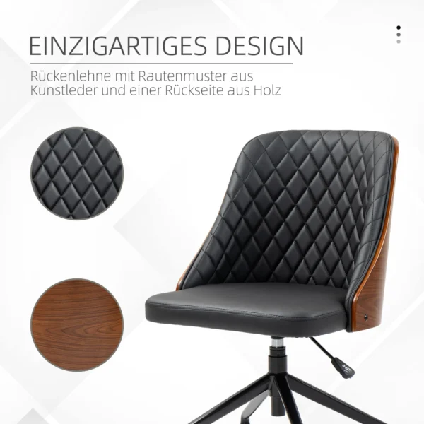 Bureaustoel zonder armleuningen, ergonomische draaistoel, in hoogte verstelbaar, zwart, ideaal voor thuiswerk & gaming 6