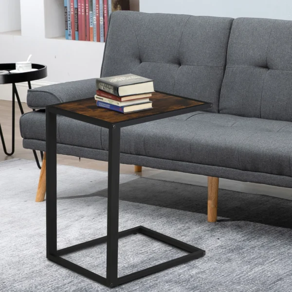 C vorm bijzettafel koffietafel salontafel staande tafel metaal mdf rustiek bruin 40,6 x 50,8 x 64,2 cm voor woonkamer 2