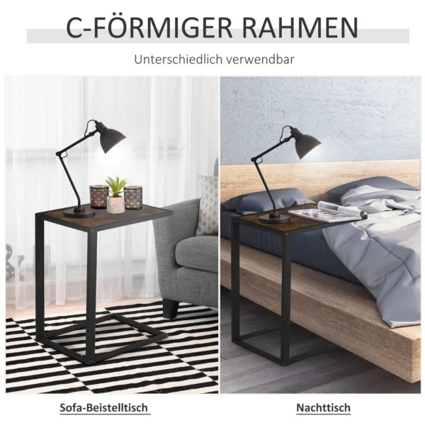 C vorm bijzettafel koffietafel salontafel staande tafel metaal mdf rustiek bruin 40,6 x 50,8 x 64,2 cm voor woonkamer 6
