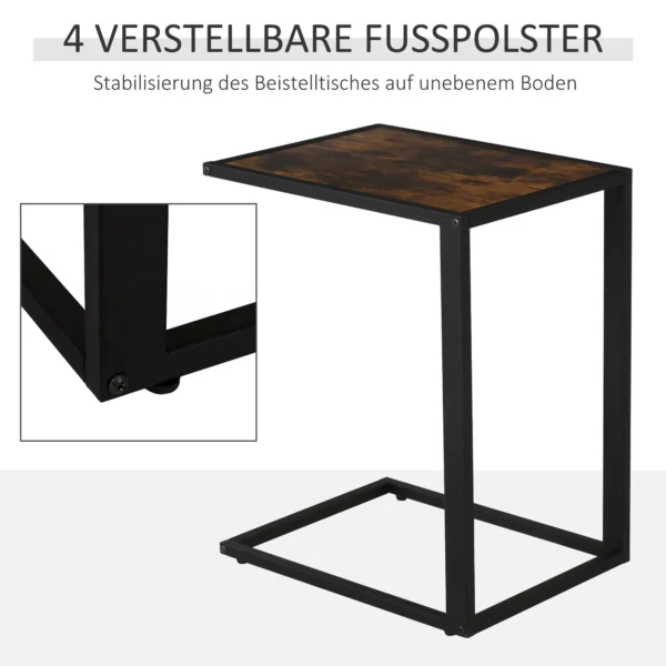 C vorm bijzettafel koffietafel salontafel staande tafel metaal mdf rustiek bruin 40,6 x 50,8 x 64,2 cm voor woonkamer 7