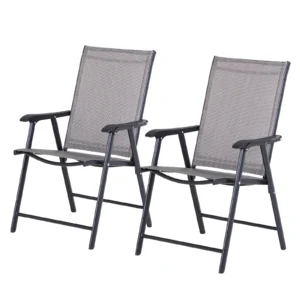 Campingstoelen set van 2 vouwstoel met armleuning vissersstoel metaal grijs 58x64x94cm 1