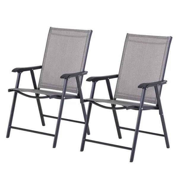 Campingstoelen set van 2 vouwstoel met armleuning vissersstoel metaal grijs 58x64x94cm 1