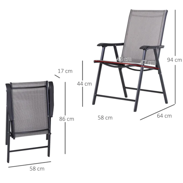 Campingstoelen set van 2 vouwstoel met armleuning vissersstoel metaal grijs 58x64x94cm 4