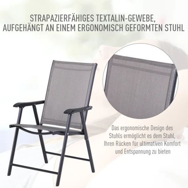 Campingstoelen set van 2 vouwstoel met armleuning vissersstoel metaal grijs 58x64x94cm 5