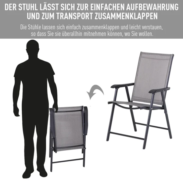 Campingstoelen set van 2 vouwstoel met armleuning vissersstoel metaal grijs 58x64x94cm 6