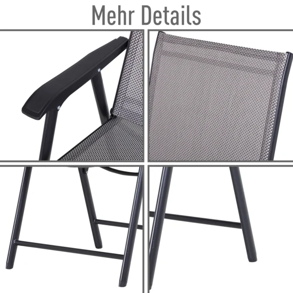 Campingstoelen set van 2 vouwstoel met armleuning vissersstoel metaal grijs 58x64x94cm 8