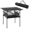 Campingtafel opvouwbare tafel van aluminium, licht, draagbaar met netvak, zwart, 70x70x69cm 1