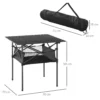Campingtafel opvouwbare tafel van aluminium, licht, draagbaar met netvak, zwart, 70x70x69cm 4