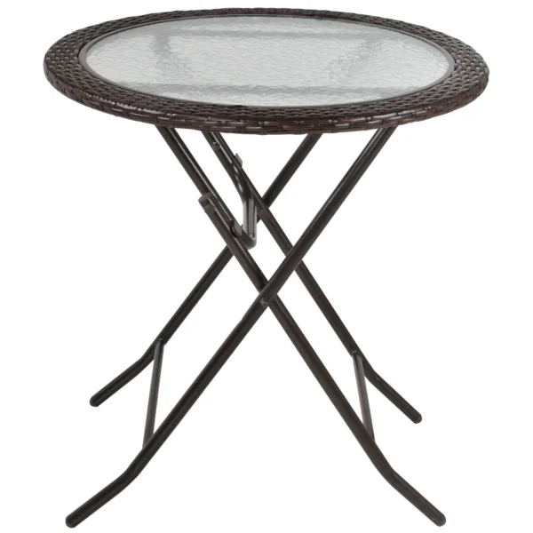Campingtafel vouwtafel rond Ø68cm met rattandecor en stabiel stalen frame, ideaal voor tuin & picknick 1