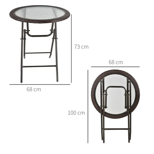 Campingtafel vouwtafel rond Ø68cm met rattandecor en stabiel stalen frame, ideaal voor tuin & picknick 4