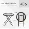 Campingtafel vouwtafel rond Ø68cm met rattandecor en stabiel stalen frame, ideaal voor tuin & picknick 8