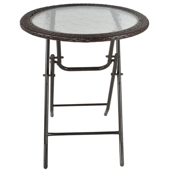 Campingtafel vouwtafel rond Ø68cm met rattandecor en stabiel stalen frame, ideaal voor tuin & picknick 9