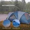 Campingtent 4 personen tunnel tent met uv bescherming en draagtas, 2000mm waterkolom, 2 kamers in blauw en wit 6