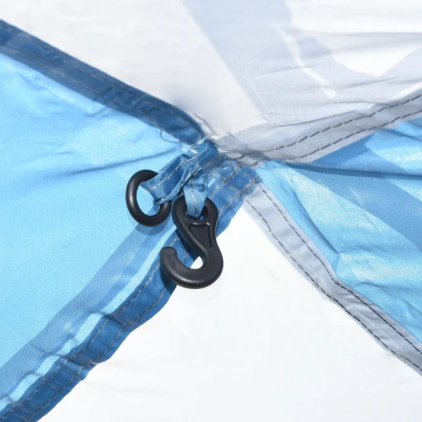 Campingtent 4 personen tunnel tent met uv bescherming en draagtas, 2000mm waterkolom, 2 kamers in blauw en wit 9