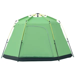 Campingtent 6 personen familiedome tent pu2000mm waterdicht, eenvoudige opbouw, staal & glasvezel, groen, 320x320x180cm 1