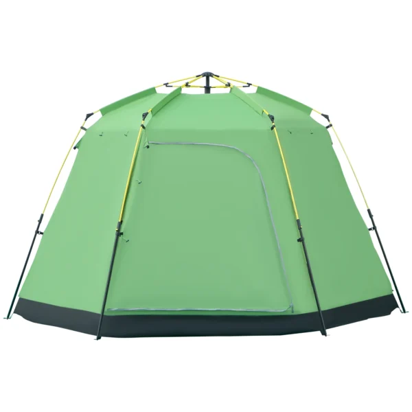 Campingtent 6 personen familiedome tent pu2000mm waterdicht, eenvoudige opbouw, staal & glasvezel, groen, 320x320x180cm 1