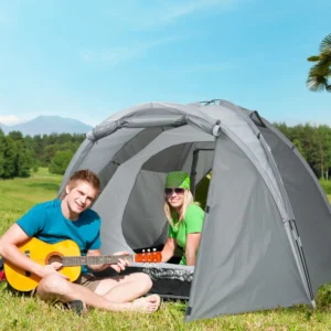 Campingtent voor 2 3 personen koepeltent met deur en gaasramen, weerbestendig met pu2000mm, inclusief draagtas in grijs 1