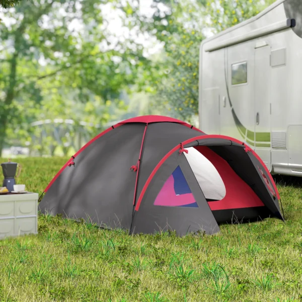 Campingtent voor 3 personen licht, stabiel waterdicht uv 50+ koepeltent met voortent deur venster, grondzeil familietent met 2000mm waterkolom tent voor camping reis trekking tuin 10