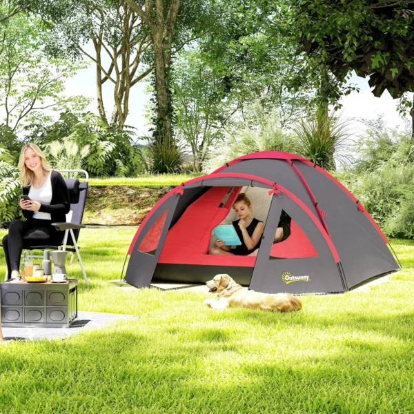 Campingtent voor 3 personen licht, stabiel waterdicht uv 50+ koepeltent met voortent deur venster, grondzeil familietent met 2000mm waterkolom tent voor camping reis trekking tuin 2