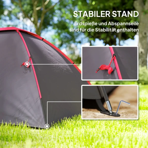 Campingtent voor 3 personen licht, stabiel waterdicht uv 50+ koepeltent met voortent deur venster, grondzeil familietent met 2000mm waterkolom tent voor camping reis trekking tuin 7
