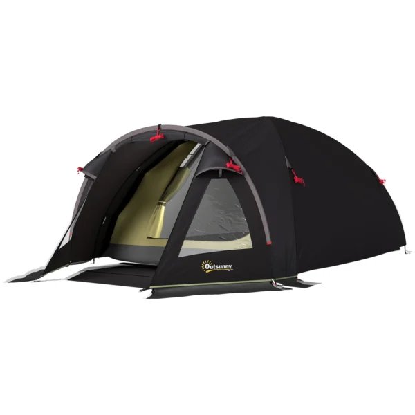 Campingtent voor 4 personen licht, stabiel waterdicht uv 50+ tunnel tent met luifel zijdeur&venster, grondzeil familietent met 3000mm waterkolom tent voor camping reis trekking tuin 1