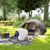 Campingtent voor 4 personen licht, stabiel waterdicht uv 50+ tunnel tent met luifel zijdeur&venster, grondzeil familietent met 3000mm waterkolom tent voor camping reis trekking tuin 10