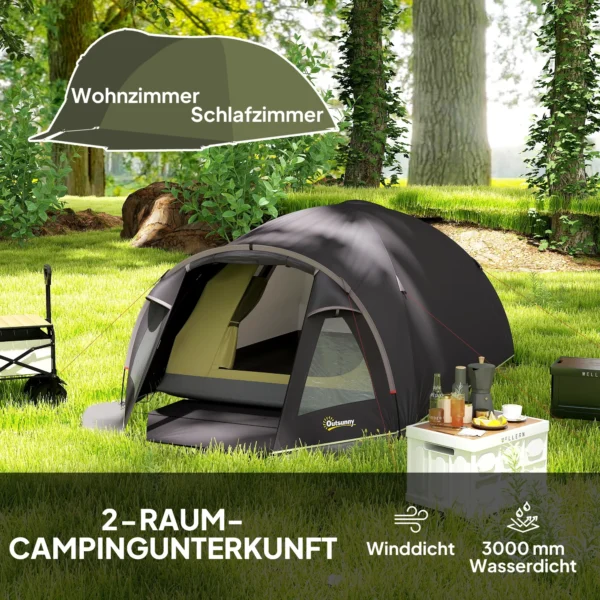 Campingtent voor 4 personen licht, stabiel waterdicht uv 50+ tunnel tent met luifel zijdeur&venster, grondzeil familietent met 3000mm waterkolom tent voor camping reis trekking tuin 5