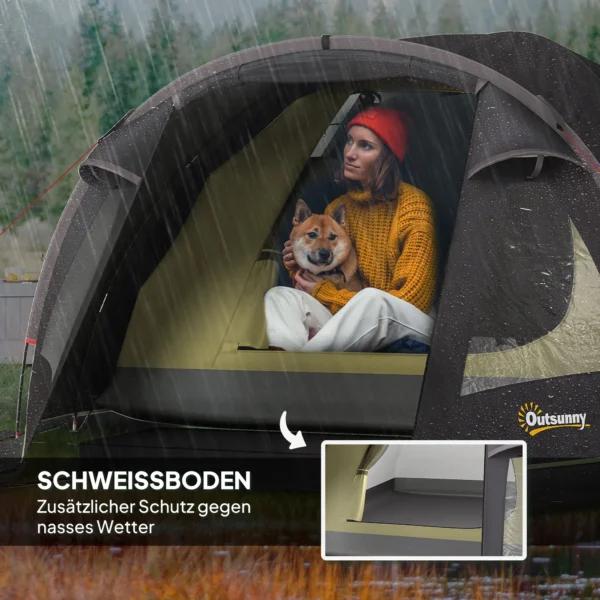 Campingtent voor 4 personen licht, stabiel waterdicht uv 50+ tunnel tent met luifel zijdeur&venster, grondzeil familietent met 3000mm waterkolom tent voor camping reis trekking tuin 6