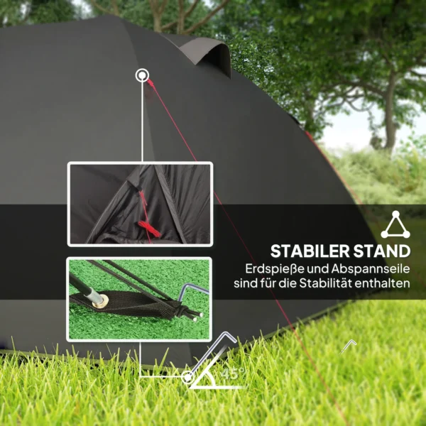 Campingtent voor 4 personen licht, stabiel waterdicht uv 50+ tunnel tent met luifel zijdeur&venster, grondzeil familietent met 3000mm waterkolom tent voor camping reis trekking tuin 7